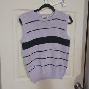 Purple Striped Sleeveless Sweater Size M